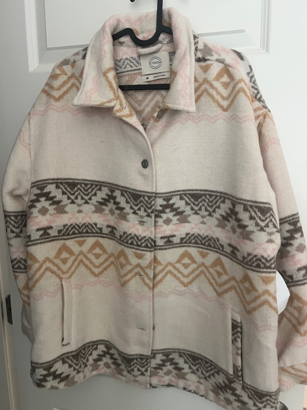 NWT Women's Cream Patterned Button-Up  Jacket